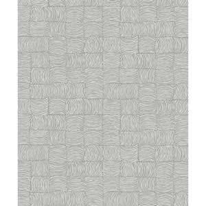 Fog Grey Organic Squares Vinyl Peel and Stick Wallpaper Roll (Covers 31.35 sq. ft.)