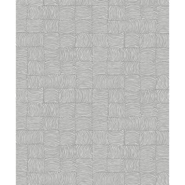 NextWall Fog Grey Organic Squares Vinyl Peel and Stick Wallpaper Roll (Covers 31.35 sq. ft.)