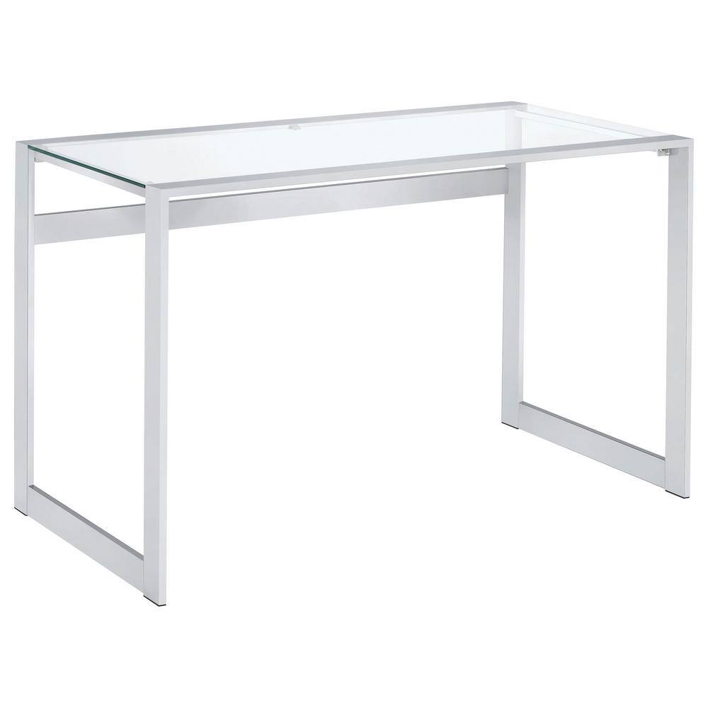 Hartford Contemporary 47'' Silver Glass Top Home Office Desk
