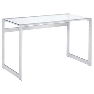 Hader 47.25 in. Rectangular Chrome Writing Desk with Glass Top