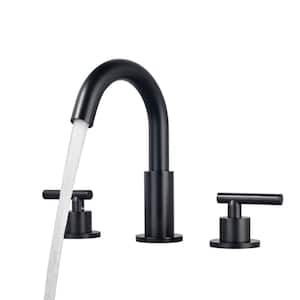 Franklyn 8 in. Widespread Double Handle Bathroom Faucet in Black(1-Pack)
