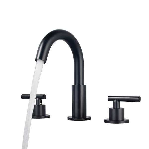 Miscool Franklyn 8 in. Widespread Double Handle Bathroom Faucet in Black(1-Pack)