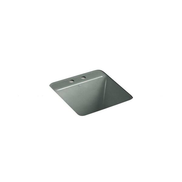 KOHLER Park Falls Undermount Cast Iron 21x22x13.625 2-Hole Single Bowl Utility Sink in Basalt