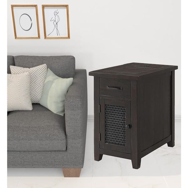 HomeRoots Charlie 16 in. Brown Rectangle Wood End Table with Drawers