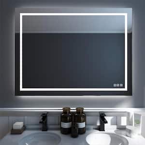 48 in. W x 36 in. H Rectangular Frameless Wall Bathroom Vanity Mirror with Backlit and Front Light