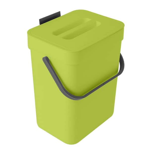 Kitchen Compost Bin 0.8 Gal. with 100-Garbage Bags Hanging Trash Can for Countertops or Under Sinks Green