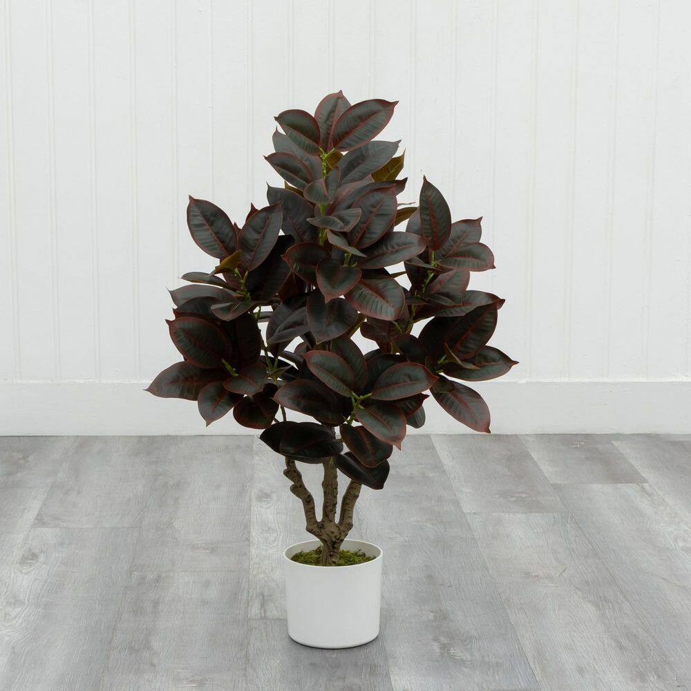 2.9 ft. Artificial Burgundy Rubber Fig Tree in White Pot price history on PriceWatchPro