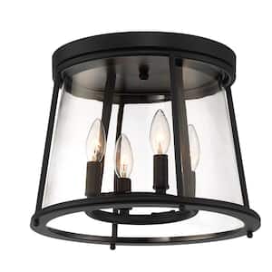Daulle 4-Light Black Outdoor Flush Mount Light with Clear Glass (1-Pack)
