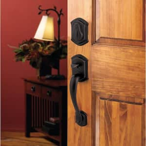 Prestige Medina Single Cylinder Venetian Bronze Door Handleset with Arch Rose Madrina Door Handle feat SmartKey Security