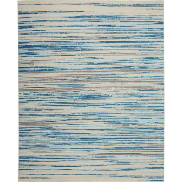 Nourison Jubilant Blue 7 ft. x 10 ft. Modern Ombre Brushstroke Area Rug