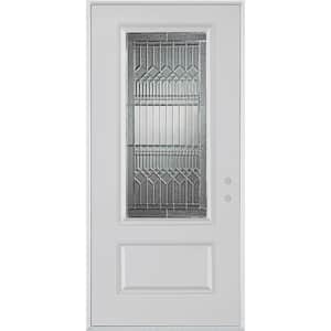 32 in. x 80 in. Lanza Zinc 3/4 Lite 1-Panel Painted White Steel Prehung Front Door