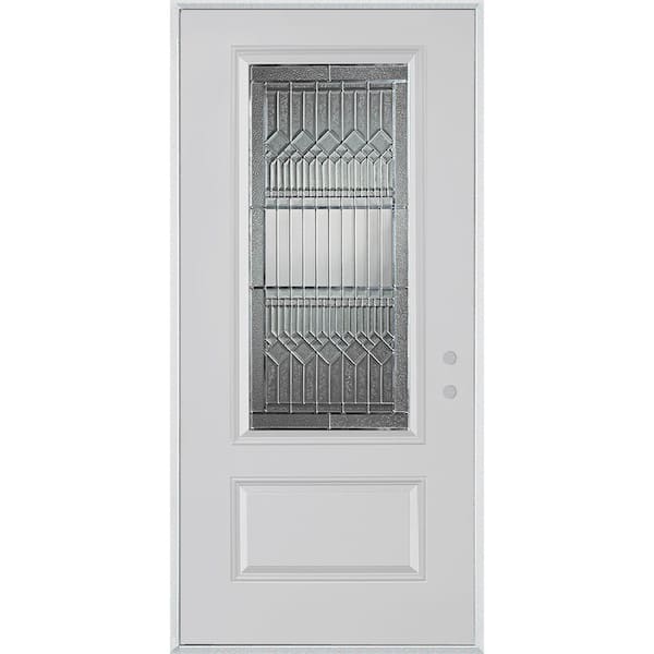 Stanley Doors 36 in. x 80 in. Lanza Zinc 3/4 Lite 1-Panel Painted White Left-Hand Inswing Steel Prehung Front Door