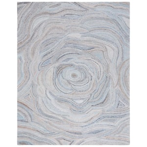 Abstract Beige/Blue 8 ft. x 10 ft. Floral Eclectic Area Rug