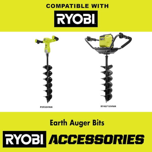RYOBI Earth Auger Bit Light Cultivating Making Holes 6 Inch 8mm Quick Connect 