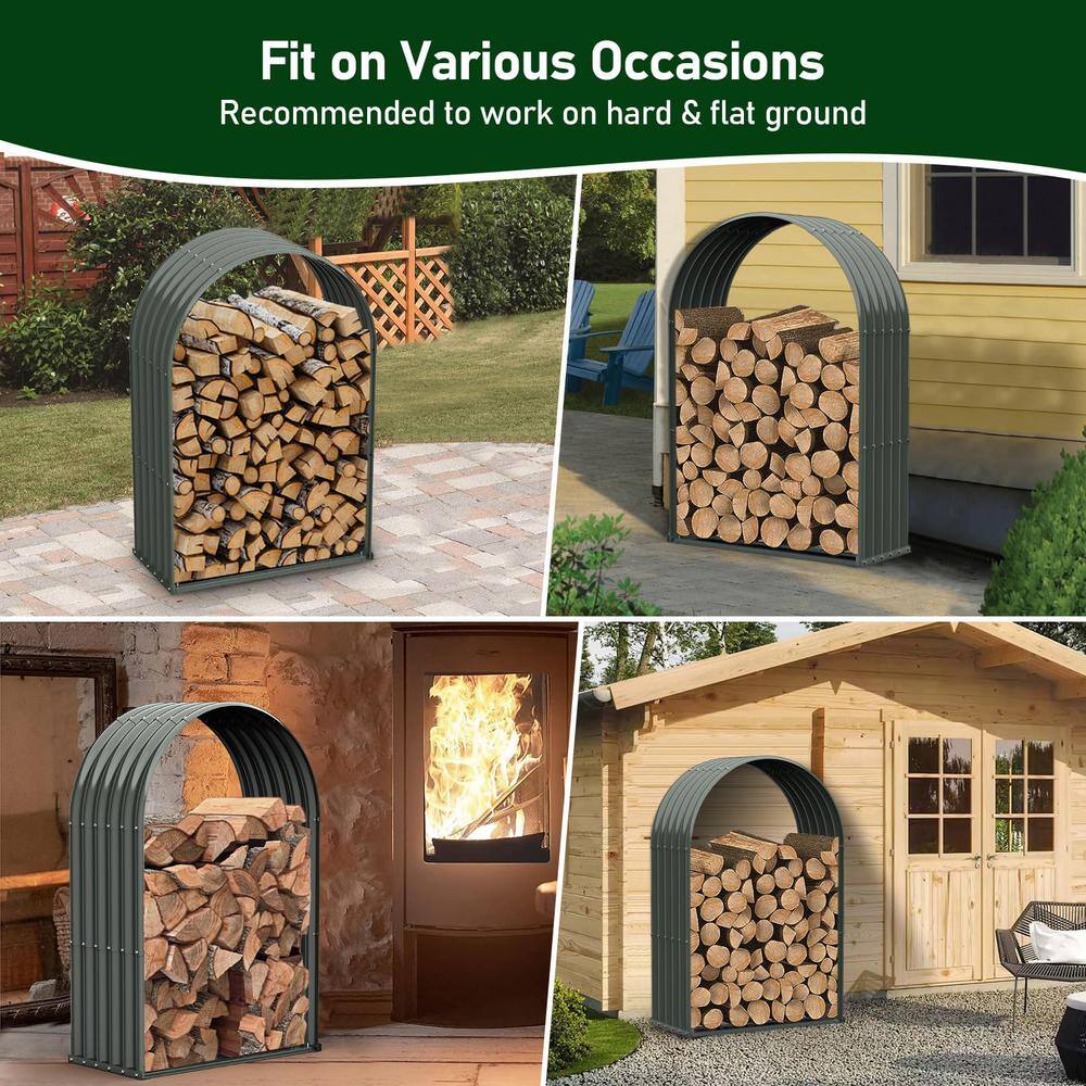 Heavy Duty Galvanized Steel Oval Firewood Storage Rack