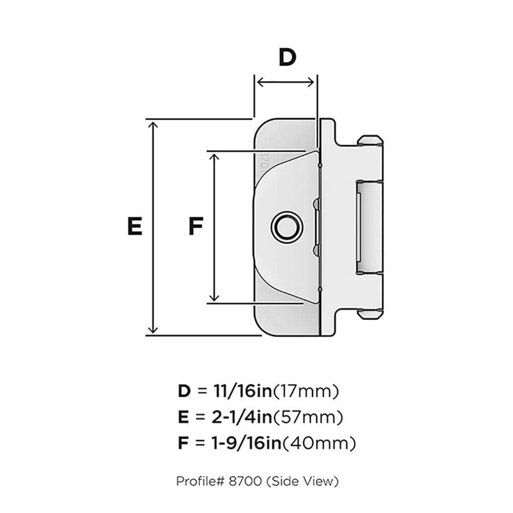 Matte Black 3/8 Inch Inset Cabinet Hinge