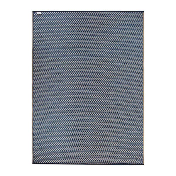 Hawaii Navy 3 ft. x 5 ft.  Contemporay Solid Reversible Plastic Outdoor Area Rug