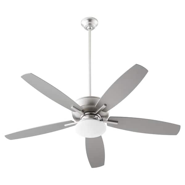 quorum Breeze 52 in. 5-Blades 1-Light 18-Watt Medium Base-Patio Plus in Satin Nickel Ceiling Fan