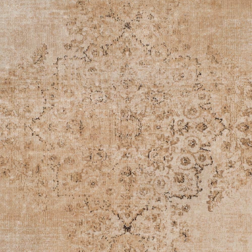 Cream Rectangular Hand-knotted Viscose Area Rug, 3'3" x 5'7"