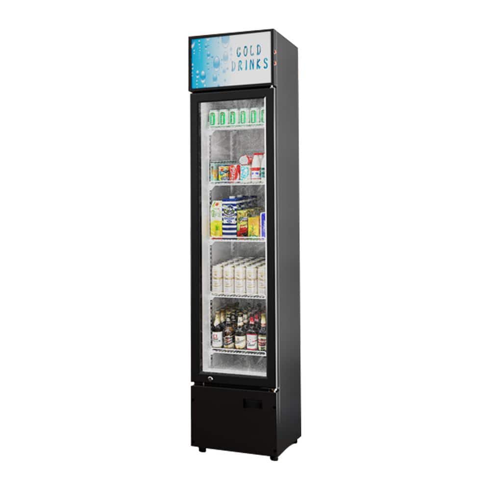 15.4 in. W 6.0 cu. ft. 1-Door Commercial Black Refrigerator Glass Door Beverage Refrigerator