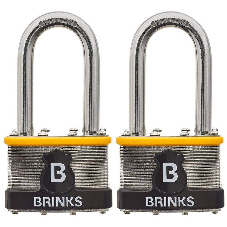 Brinks 2 in. Stainless Steel Shackle (44 mm) Commercial Stainless Steel Laminated Padlock (2-Pack)