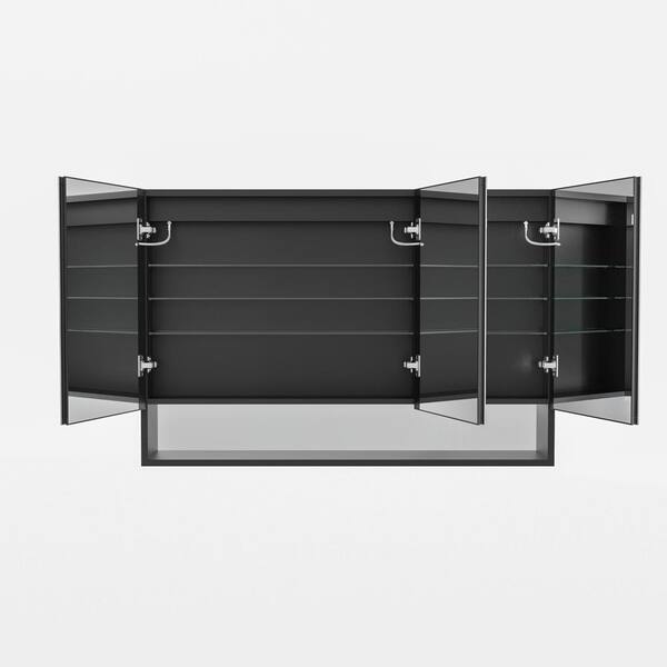 OLUMAT 48 in. W x 32 in. H Rectangular LED Anti-Fog Medicine Cabinet with Mirror, External Shelf