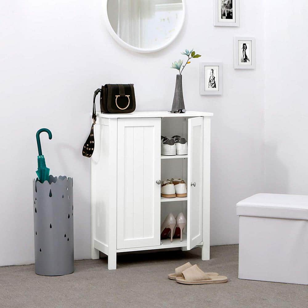 White MDF Bathroom Cabinet with Adjustable Shelves