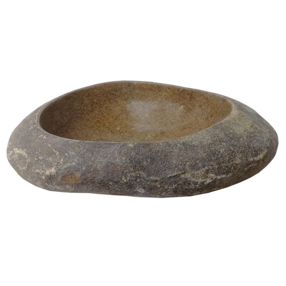 Natural River Rock Stone Bathroom Sink with Polished Interior