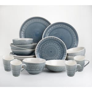 Fez 20-Piece Bohemian Grey Stoneware Dinnerware Set (Service for 4)