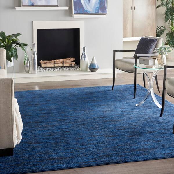 Essentials 7 ft. x 10 ft. Midnight Blue Solid Contemporary Indoor/Outdoor Patio Area Rug