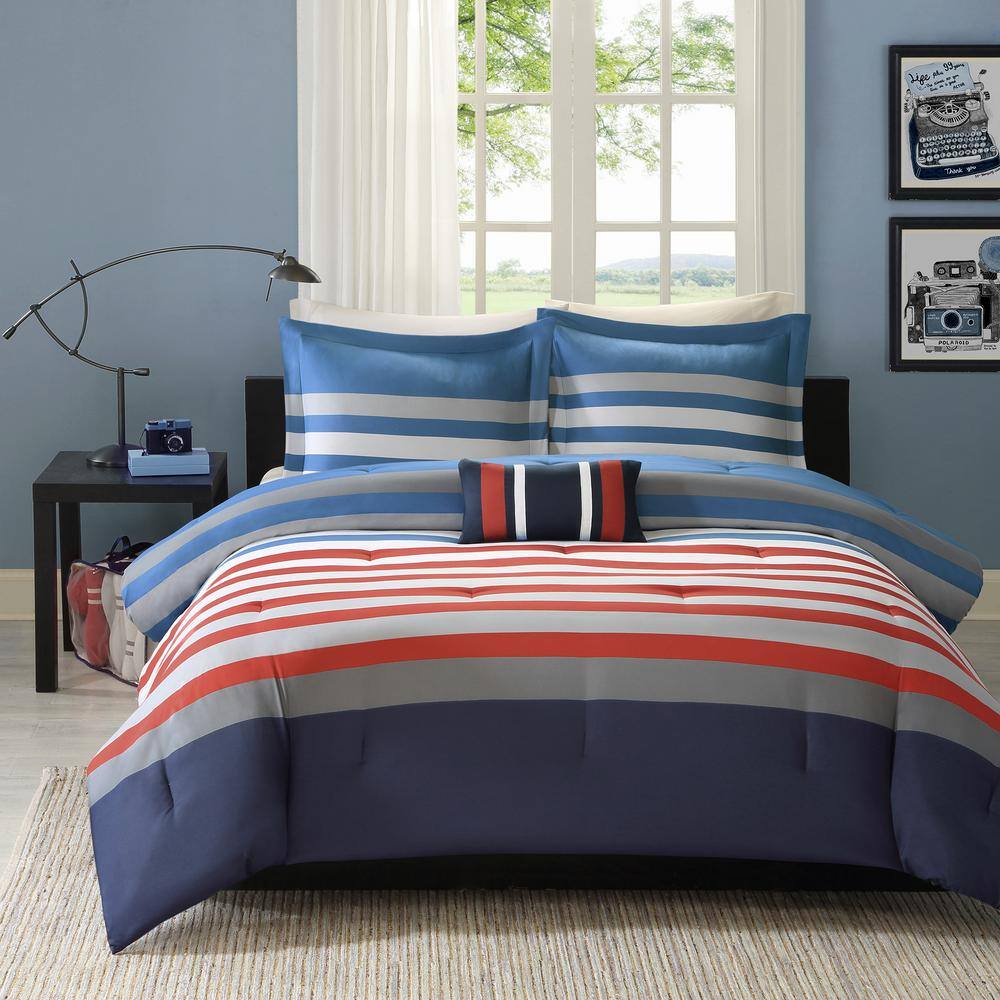 Mi Zone Noah 4-Piece Red/Blue Full/Queen Comforter Set MZ10-300 - The ...