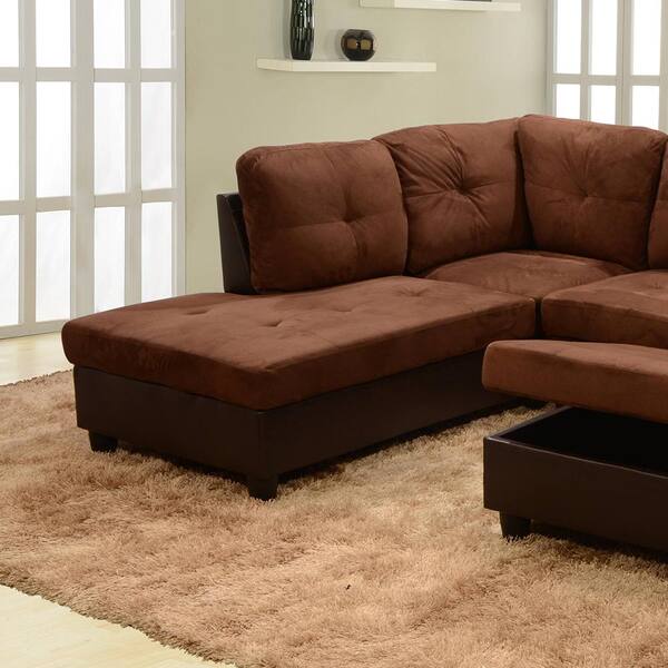 Star Home Living Chocolate Microfiber 3, Chocolate Brown Velvet Sectional Sofa