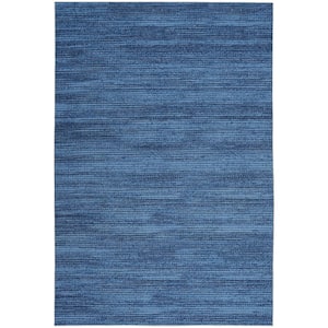 Washables Blue 4 ft. x 6 ft. Abstract Contemporary Area Rug