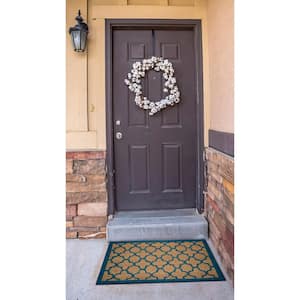 Blue Quatrefoil 18 in. x 30 in. Coir Door Mat