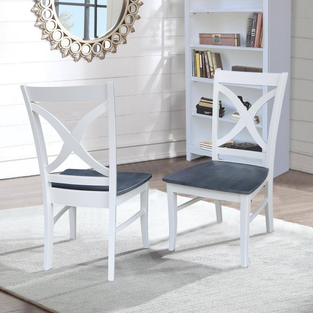 Gray Cross Back Solid Wood Side Chair