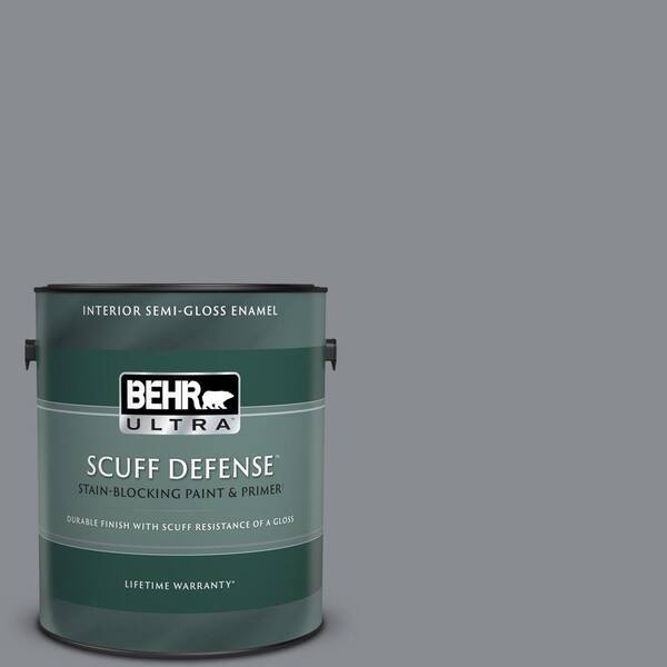 BEHR ULTRA 1 gal. #PMD-73 Ancient Pewter Extra Durable Semi-Gloss Enamel Interior Paint & Primer