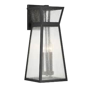 Millford Matte Black Outdoor Hardwired Wall Lantern Sconce with No Bulbs Included