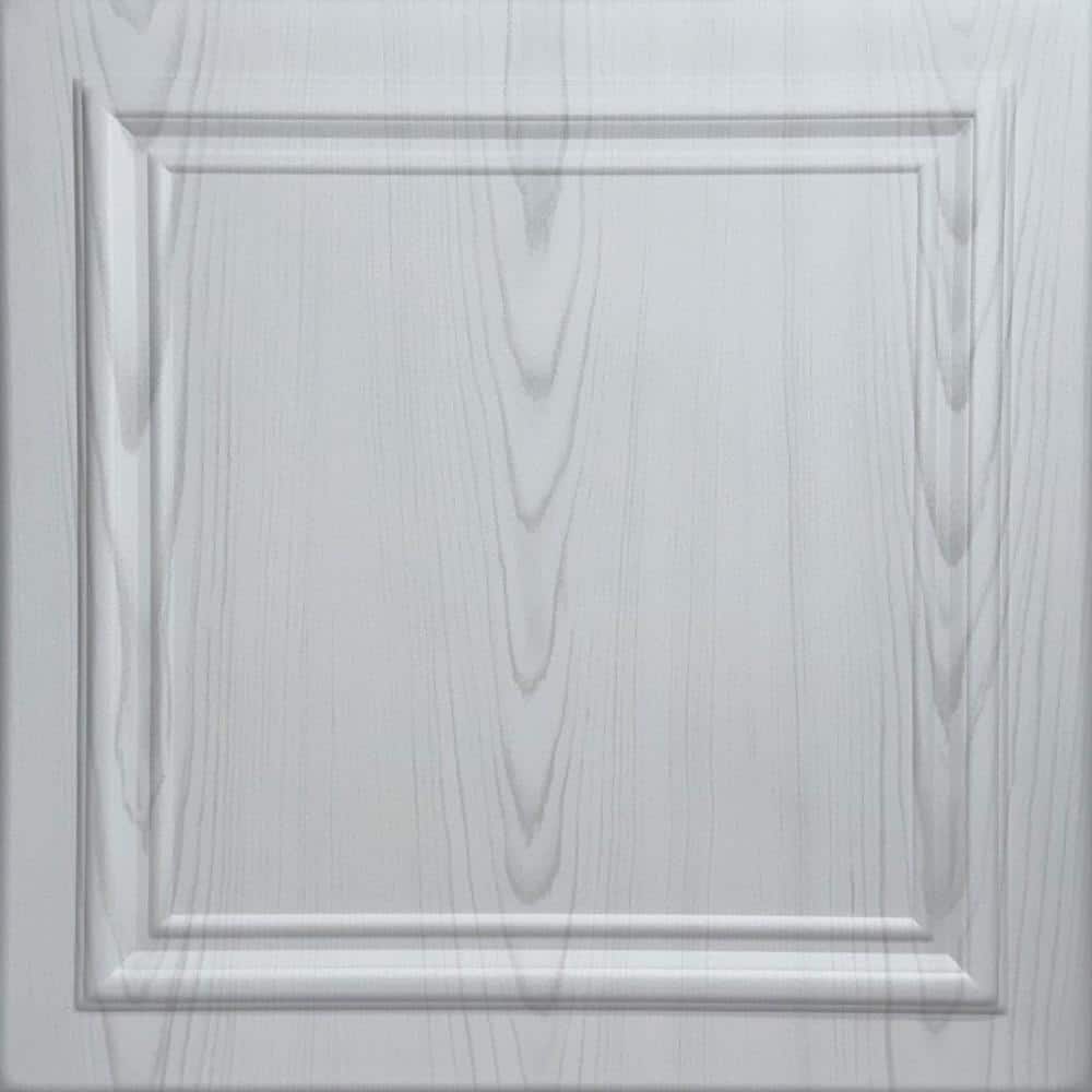 Line Art Country White 1.6 ft. x 1.6 ft. Decorative Foam Glue Up Ceiling Ti