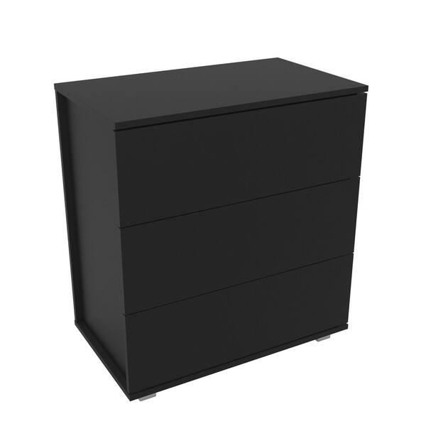 Polifurniture Madison 3 Drawer Black Chest of Drawers (26.375 in. W x 15.75 in. D x 28.8 in. H