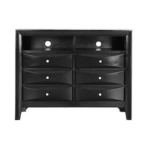 Marilla 6-Drawer Black Chest of Drawers (37 in. H x 47 in. W x 17 in. D)