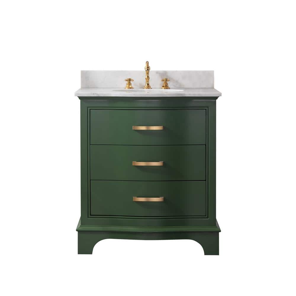 Evergreen Solid Wood Freestanding Vanity with Marble Top