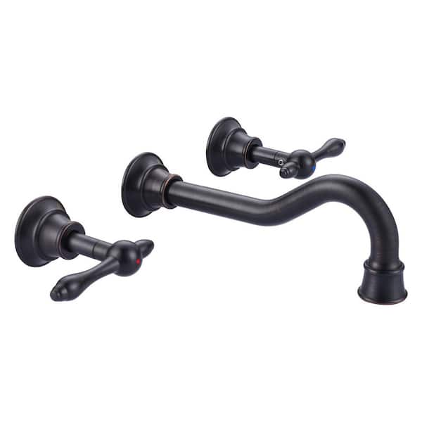 Double Handle Wall Mounted Bathroom Faucet in Oil Rubbed Bronze