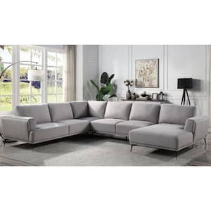 Redfield 143.13 in. W Polyester U-Shaped Sectional in Gray and Care Kit