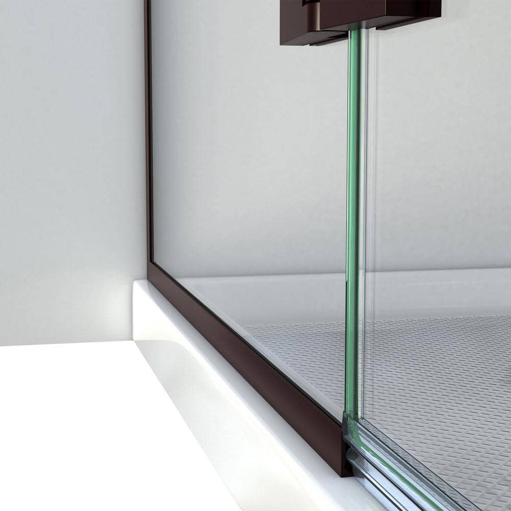 Bronze Frameless Pivot Shower Door with Curved Glass