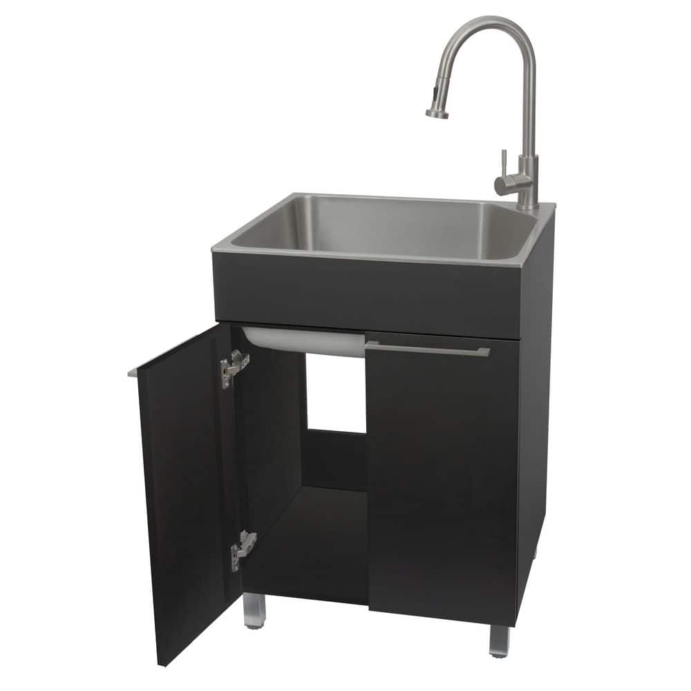Black Stainless Steel Freestanding Laundry Sink with Faucet