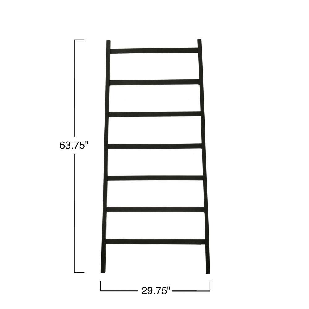 64" Black Firwood Decorative Ladder with 7 Rungs