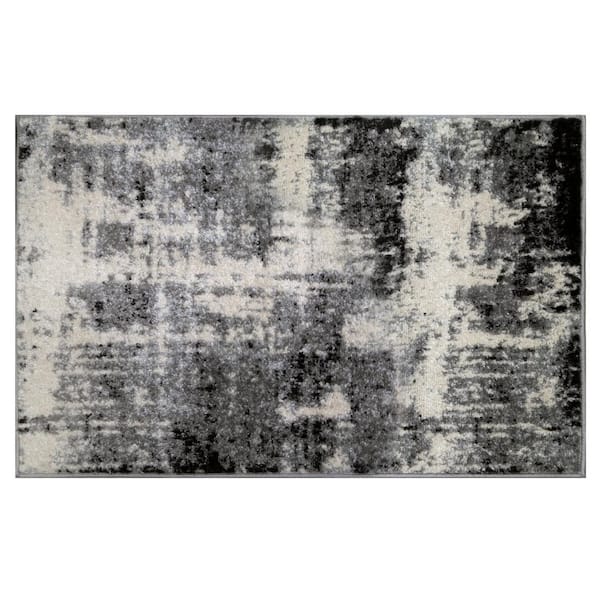 Leick Home Allerick Vintage Monochromatic Gray Faded 2 ft. x 3 ft. Abstract Polypropylene Accent Area Rug