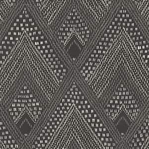 Panama Boho Diamonds Black Sands and Charcoal Geometric Paper Strippable Roll (Covers 56.05 sq. ft.)
