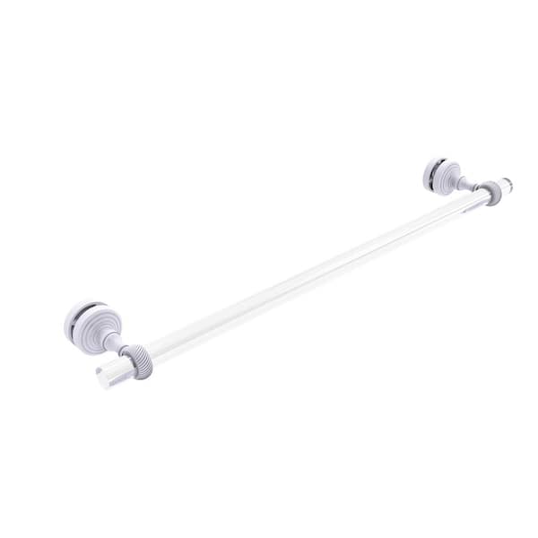 Allied Brass Pacific Grove Collection 24 in. Over-The-Door Shower Door Towel Bar with Twisted Accents in Matte White