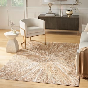 Ambiance Ivory Gold 4 ft. x 6 ft. Abstract Contemporary Area Rug